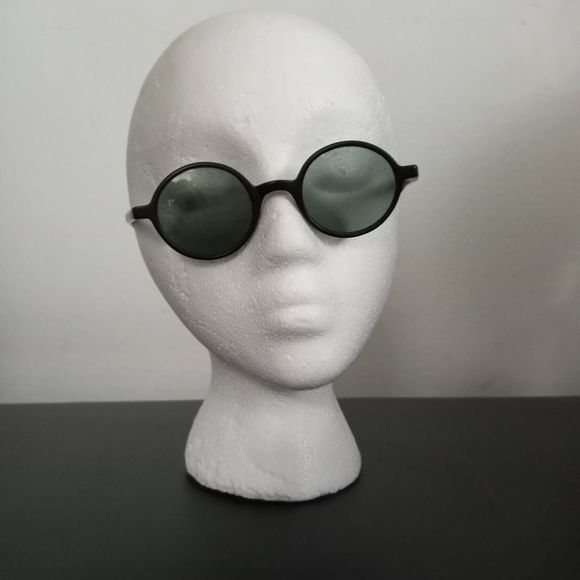 VINTAGE Circa Round Black Glasses Sun Reading Retro Plastic Frames +2.25 - Picture 1 of 9